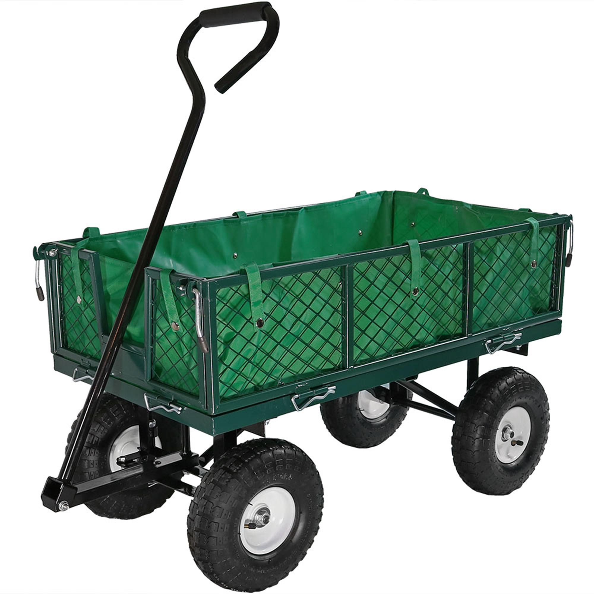 Sunnydaze Decor, Utility Cart with Folding Sides Liner - Green, Load Capacity 400 lb, Model# LW-UC-Combo-GR